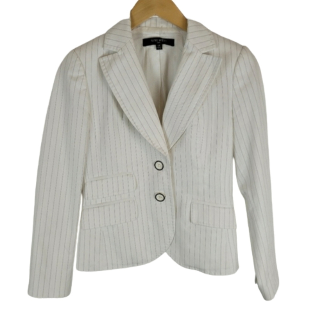 Nine west white pinstriped blazer